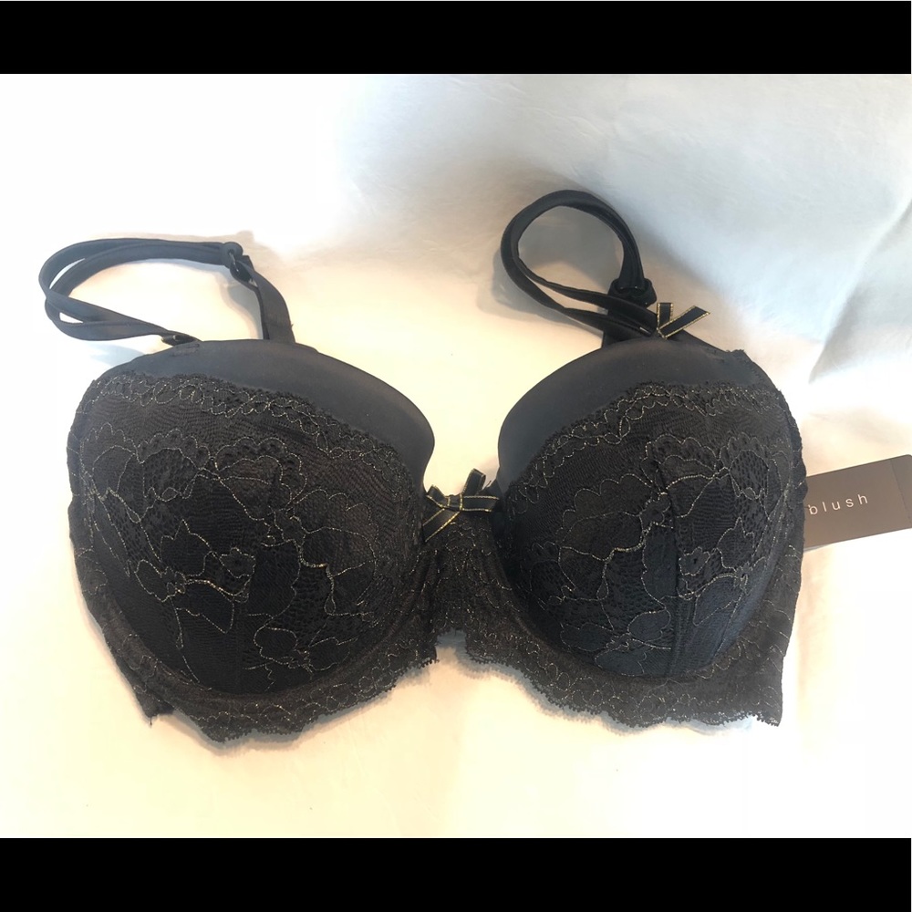 NEW Lacy Black Blush Lingerie Bra 32DD
